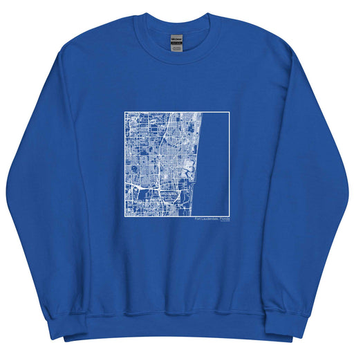 Fort Lauderdale Florida  Map Unisex Crewneck Sweater with City inscription in Royal Blue