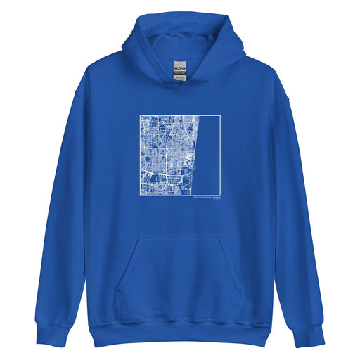 Fort Lauderdale Florida  Map Unisex Hoodie Sweater with City inscription in Royal Blue