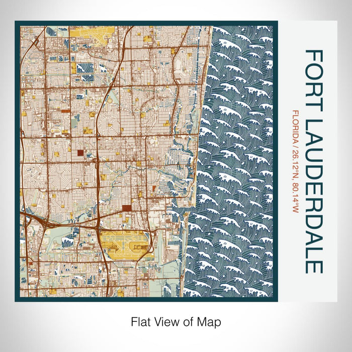 Rendered View of Fort Lauderdale Florida Map on 17oz Stainless Steel Insulated Tumbler in Woodblock Map Style