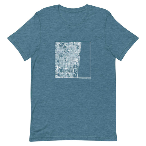 Fort Lauderdale Florida  Map Unisex T-Shirt with City inscription in Heather Teal
