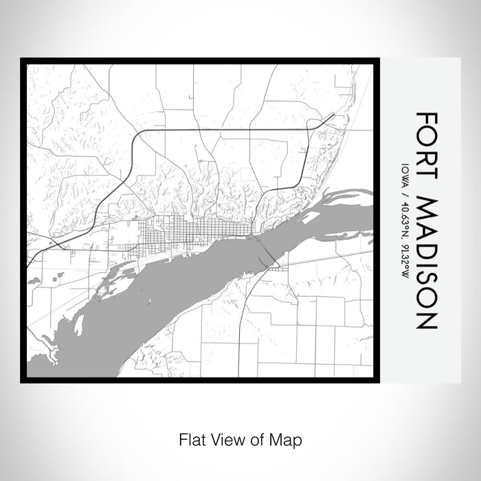 Rendered View of Fort Madison Iowa Map on 20oz Stainless Steel Insulated Bottle with Bamboo Top with printed classic style map