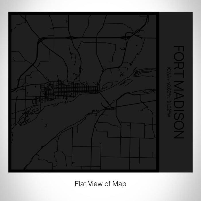 Rendered View of Fort Madison Iowa Map on 17oz Stainless Steel Insulated Tumbler in Matte Black with Tactile Lines