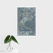 16x24 Fort Moore Georgia Map Print Portrait Orientation in Afternoon Style With Tropical Plant Leaves in Water