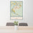 24x36 Fort Moore Georgia Map Print Portrait Orientation in Woodblock Style Behind 2 Chairs Table and Potted Plant