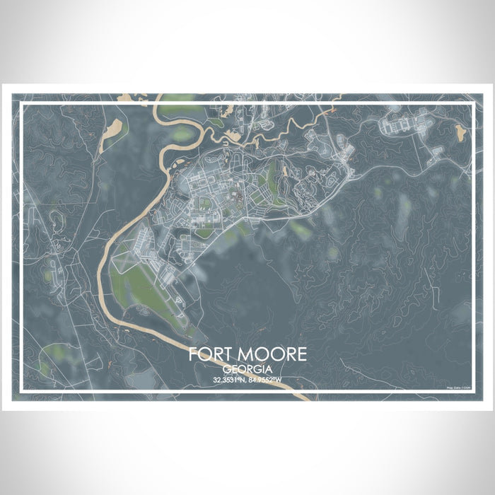 Fort Moore Georgia Map Print Landscape Orientation in Afternoon Style With Shaded Background