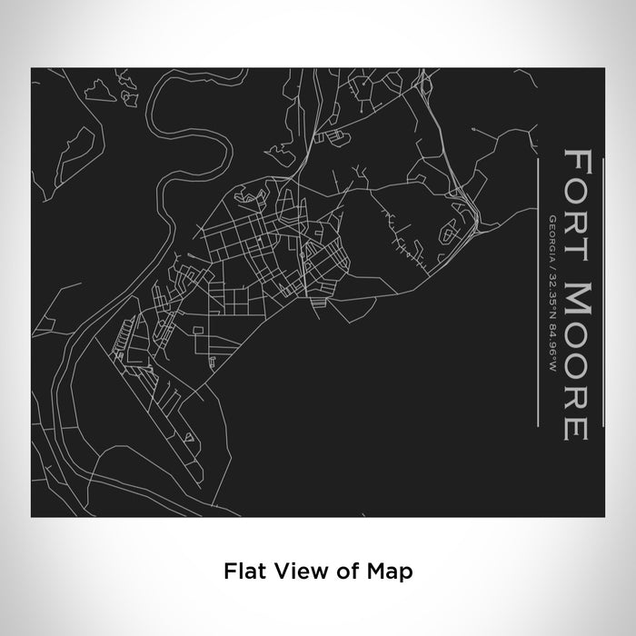 Rendered View of Fort Moore Georgia Map Engraving on 20oz Stainless Steel Insulated Bottle with Bamboo Top in Black