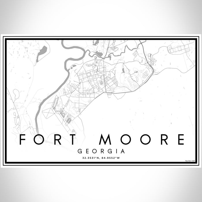 Fort Moore Georgia Map Print Landscape Orientation in Classic Style With Shaded Background