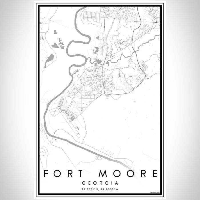 Fort Moore Georgia Map Print Portrait Orientation in Classic Style With Shaded Background