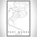 Fort Moore Georgia Map Print Portrait Orientation in Classic Style With Shaded Background