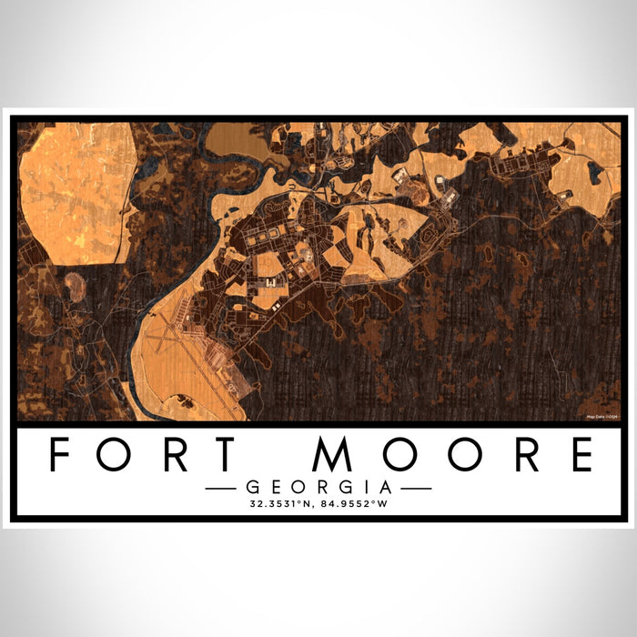 Fort Moore Georgia Map Print Landscape Orientation in Ember Style With Shaded Background