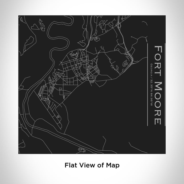 Rendered View of Fort Moore Georgia Map Engraving on 17oz Stainless Steel Insulated Tumbler in Black