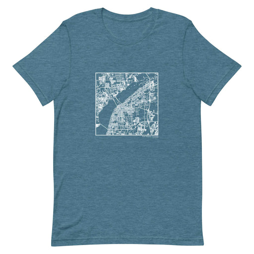 Fort Myers Florida  Map Unisex T-Shirt with City inscription in Heather Teal