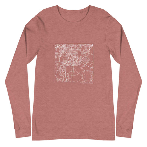 Fort Oglethorpe Georgia  Map Unisex Long-Sleeve T-shirt with City inscription in Heather Mauve