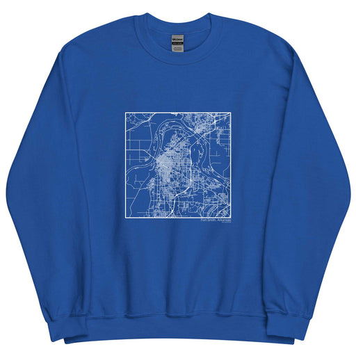 Fort Smith Arkansas  Map Unisex Crewneck Sweater with City inscription in Royal Blue