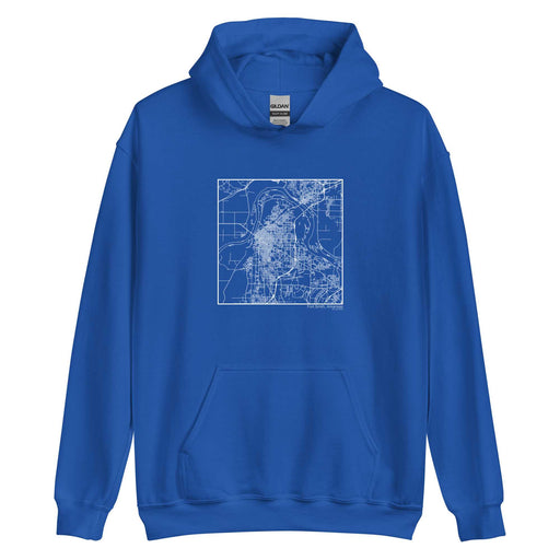 Fort Smith Arkansas  Map Unisex Hoodie Sweater with City inscription in Royal Blue