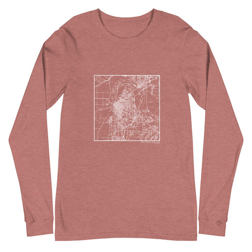 Fort Smith Arkansas  Map Unisex Long-Sleeve T-shirt with City inscription in Heather Mauve