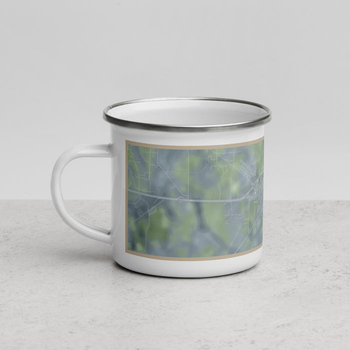 Left View Custom Fort Stockton Texas Map Enamel Mug in Afternoon