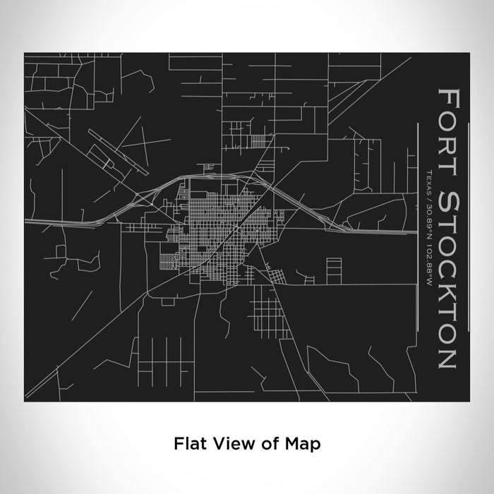Rendered View of Fort Stockton Texas Map Engraving on 20oz Stainless Steel Insulated Bottle with Bamboo Top in Black