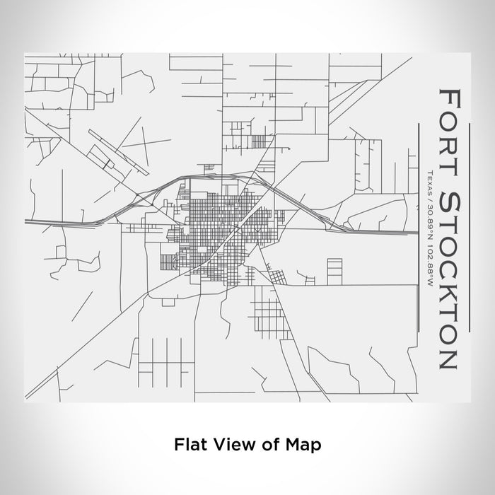 Rendered View of Fort Stockton Texas Map Engraving on 20oz Stainless Steel Insulated Bottle with Bamboo Top in White