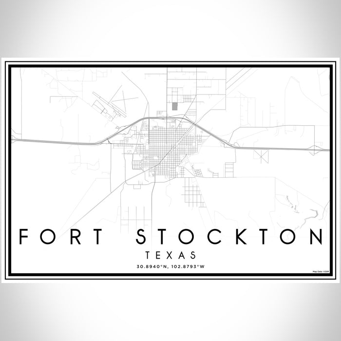 Fort Stockton Texas Map Print Landscape Orientation in Classic Style With Shaded Background