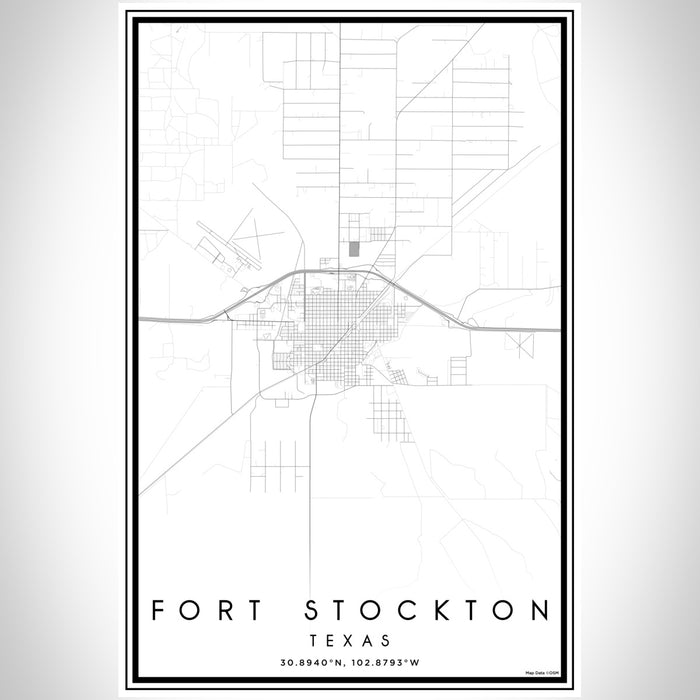 Fort Stockton Texas Map Print Portrait Orientation in Classic Style With Shaded Background