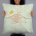 Person holding 22x22 Custom Fort Stockton Texas Map Throw Pillow in Woodblock