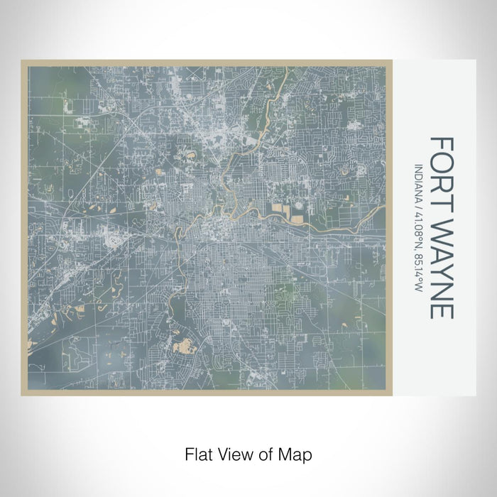 Rendered View of Fort Wayne Indiana Map on 20oz Stainless Steel Insulated Bottle with Bamboo Top with printed afternoon style map