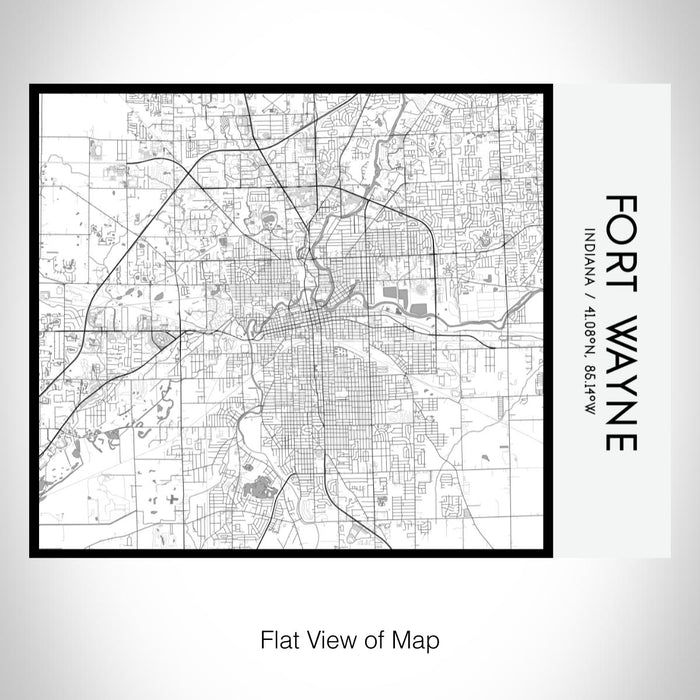 Rendered View of Fort Wayne Indiana Map on 20oz Stainless Steel Insulated Bottle with Bamboo Top with printed classic style map
