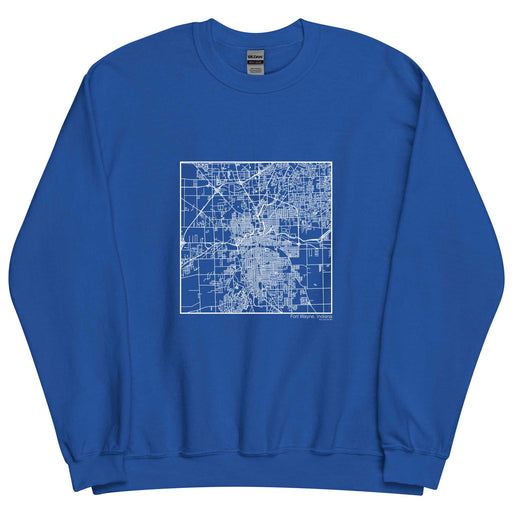 Fort Wayne Indiana  Map Unisex Crewneck Sweater with City inscription in Royal Blue