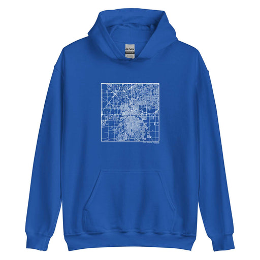 Fort Wayne Indiana  Map Unisex Hoodie Sweater with City inscription in Royal Blue