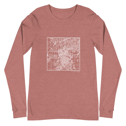 Fort Wayne Indiana  Map Unisex Long-Sleeve T-shirt with City inscription in Heather Mauve