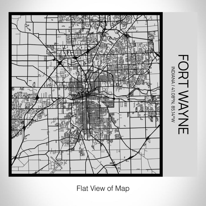 Rendered View of Fort Wayne Indiana Map on 17oz Stainless Steel Insulated Tumbler in Tactile Lines with Succulent in Background