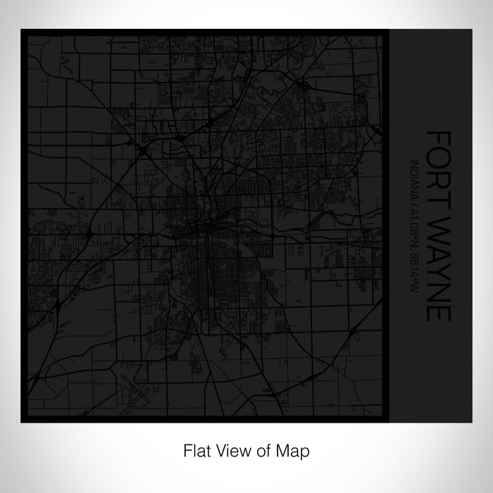 Rendered View of Fort Wayne Indiana Map on 17oz Stainless Steel Insulated Tumbler in Matte Black with Tactile Lines