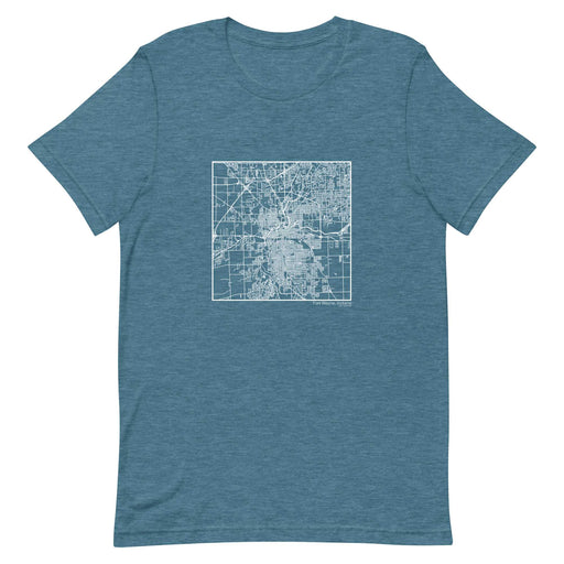 Fort Wayne Indiana  Map Unisex T-Shirt with City inscription in Heather Teal