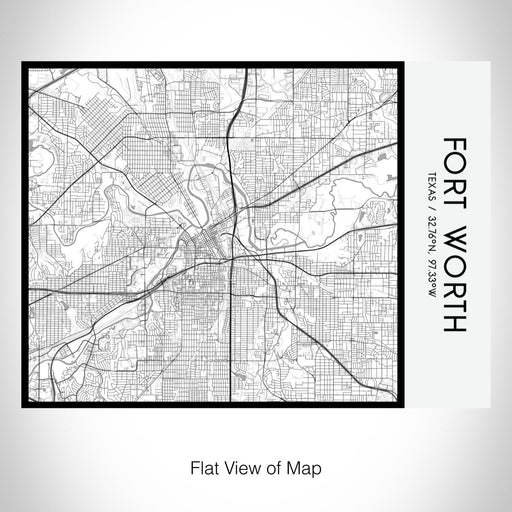 Rendered View of Fort Worth Texas Map on 20oz Stainless Steel Insulated Bottle with Bamboo Top with printed classic style map