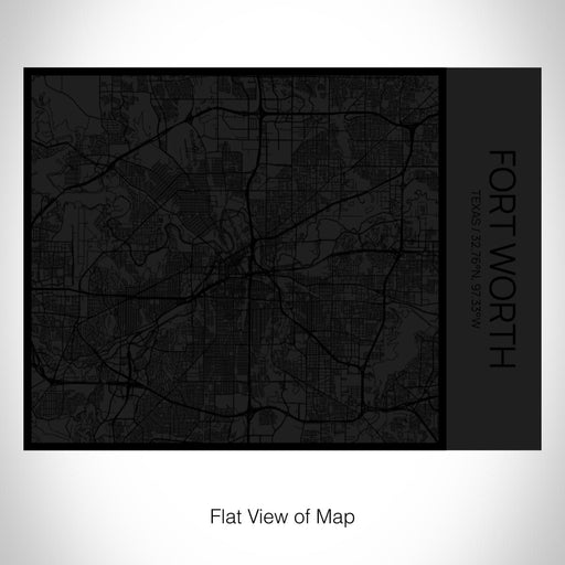 Rendered View of Fort Worth Texas Map on 20oz Stainless Steel Insulated Bottle with Bamboo Top in Matte Black with printed Tactile Lines Map in Black