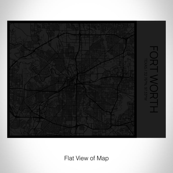 Rendered View of Fort Worth Texas Map on 20oz Stainless Steel Insulated Bottle with Bamboo Top in Matte Black with printed Tactile Lines Map in Black