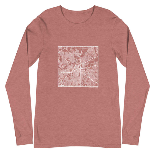 Fort Worth Texas  Map Unisex Long-Sleeve T-shirt with City inscription in Heather Mauve