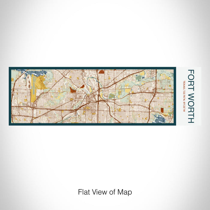 Rendered View of Fort Worth Texas Map on 10oz Stainless Steel Insulated Cup in Woodblock with Sliding Lid