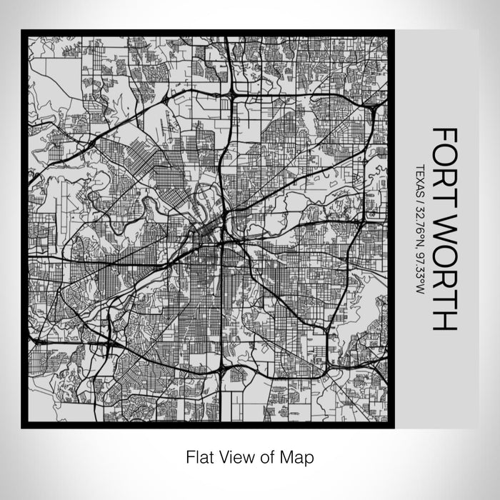 Rendered View of Fort Worth Texas Map on 17oz Stainless Steel Insulated Tumbler in Tactile Lines with Succulent in Background