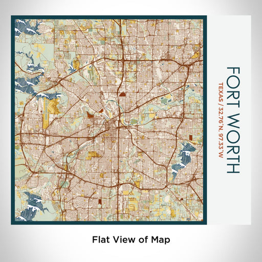 Rendered View of Fort Worth Texas Map on 17oz Stainless Steel Insulated Tumbler in Woodblock Map Style