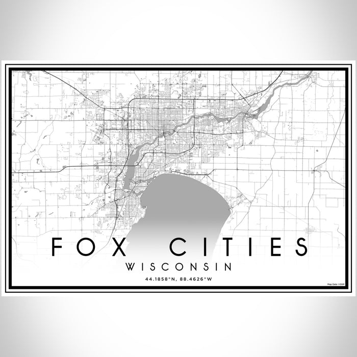 Fox Cities Wisconsin Map Print Landscape Orientation in Classic Style With Shaded Background