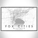 Fox Cities Wisconsin Map Print Landscape Orientation in Classic Style With Shaded Background