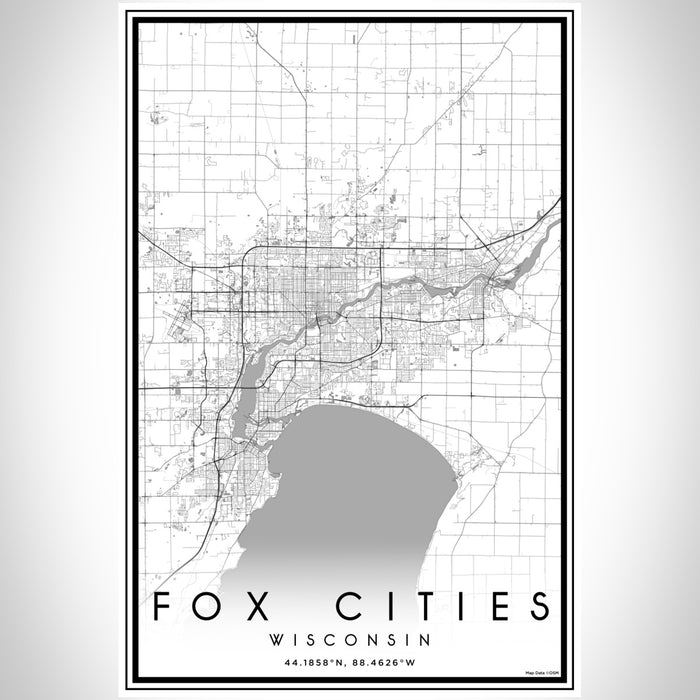 Fox Cities Wisconsin Map Print Portrait Orientation in Classic Style With Shaded Background