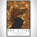 Fox Cities Wisconsin Map Print Portrait Orientation in Ember Style With Shaded Background