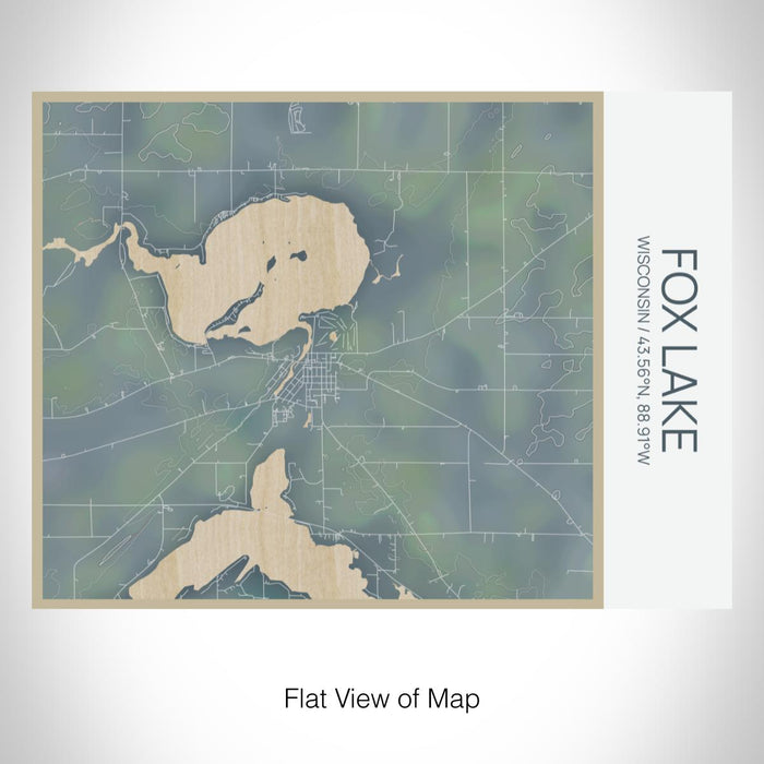 Rendered View of Fox Lake Wisconsin Map on 20oz Stainless Steel Insulated Bottle with Bamboo Top with printed afternoon style map