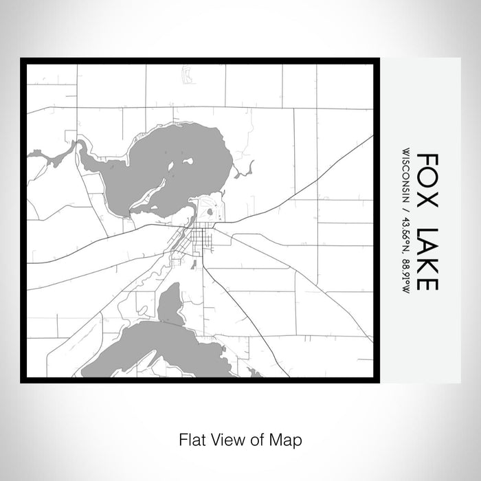 Rendered View of Fox Lake Wisconsin Map on 20oz Stainless Steel Insulated Bottle with Bamboo Top with printed classic style map