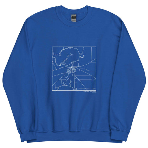 Fox Lake Wisconsin  Map Unisex Crewneck Sweater with City inscription in Royal Blue