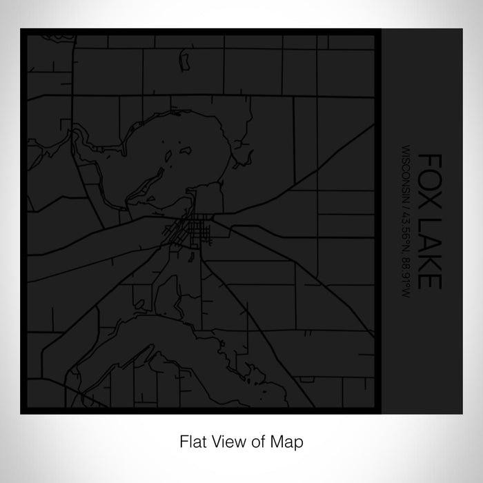 Rendered View of Fox Lake Wisconsin Map on 17oz Stainless Steel Insulated Tumbler in Matte Black with Tactile Lines