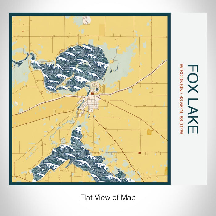 Rendered View of Fox Lake Wisconsin Map on 17oz Stainless Steel Insulated Tumbler in Woodblock Map Style